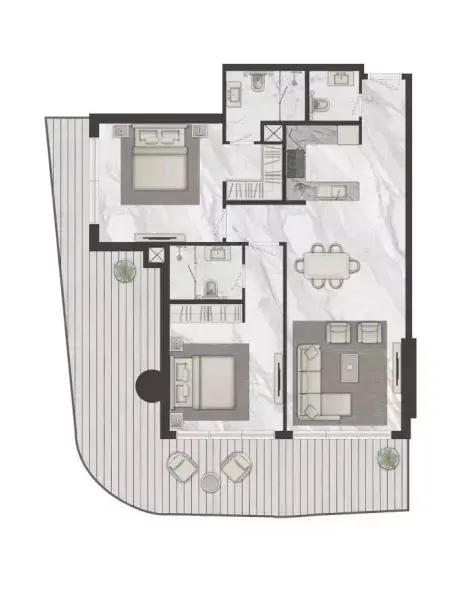 Plattegrond van 2 slaapkamers in Terraces Marasi