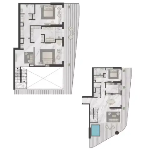 Plattegrond van 3 slaapkamers in Terraces Marasi