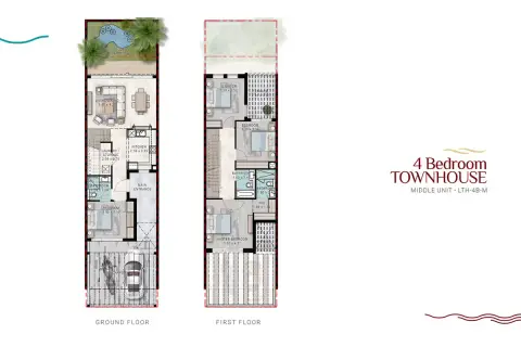 Plattegrond van 4 slaapkamers in Costa Brava Phase 2 By Damac