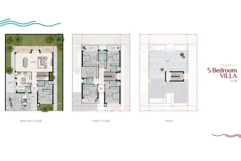 Plattegrond van 5 slaapkamers in Costa Brava Phase 2 By Damac