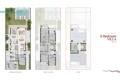 Plattegrond van 6 slaapkamers in Costa Brava Phase 2 By Damac