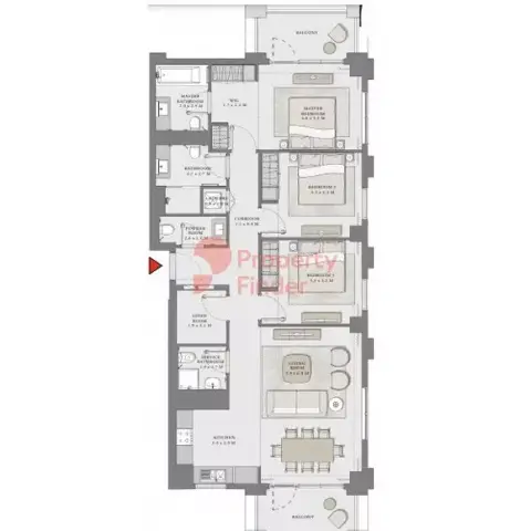 Plattegrond van 3 slaapkamers in Orchid At Creek Beach