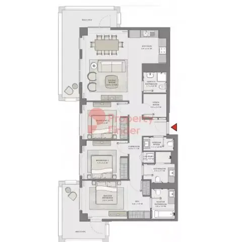 Plattegrond van 3 slaapkamers in Orchid At Creek Beach