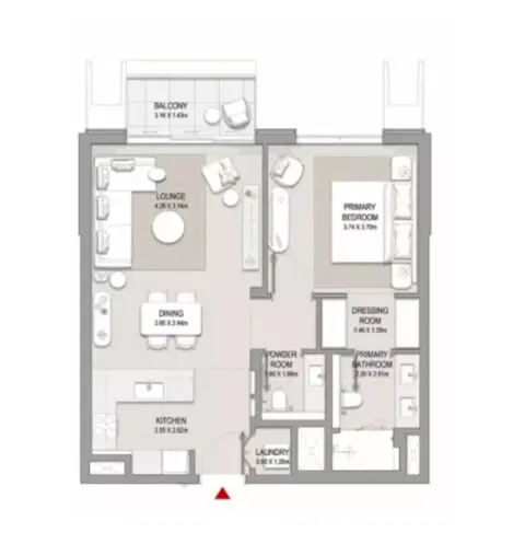 Plattegrond van 1 slaapkamer in City Walk Crestlane 3