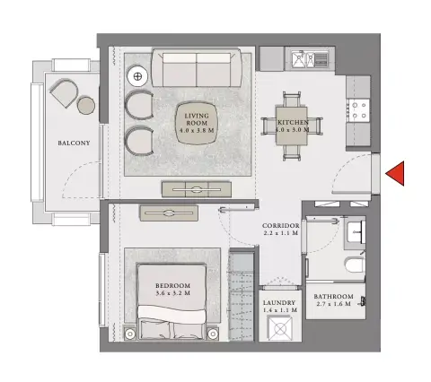 Plattegrond van 1 slaapkamer in Creek Beach Lotus