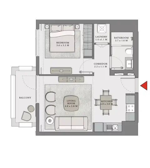 Plattegrond van 1 slaapkamer in Creek Beach Lotus