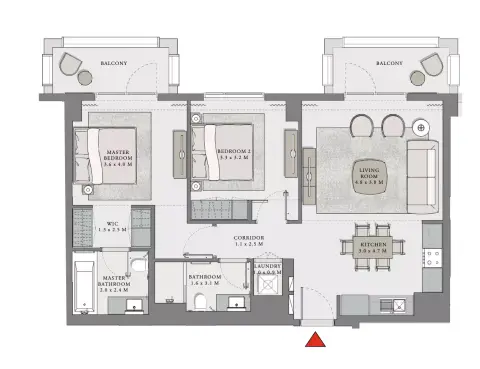 Plattegrond van 2 slaapkamers in Creek Beach Lotus