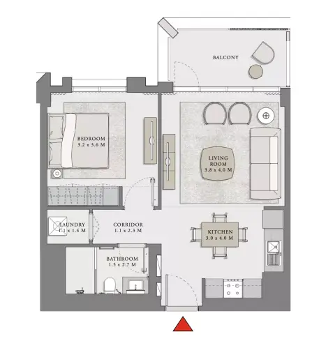 Plattegrond van 1 slaapkamer in Creek Beach Lotus
