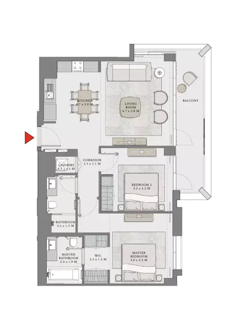 Plattegrond van 2 slaapkamers in Creek Beach Lotus