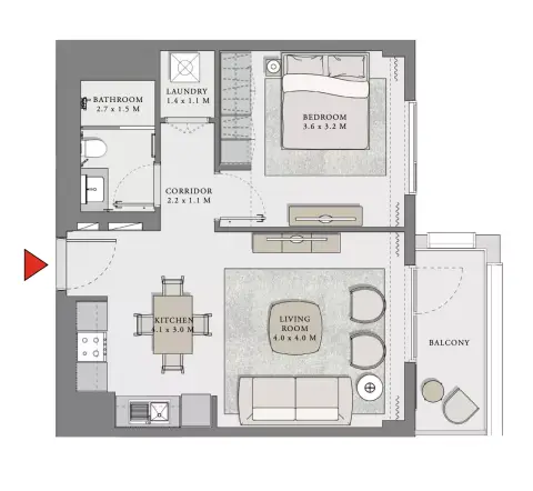 Plattegrond van 1 slaapkamer in Creek Beach Lotus