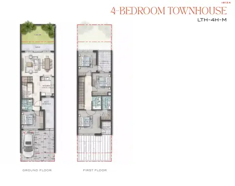 Plattegrond van 4 slaapkamers in Damac Lagoons - IBIZA