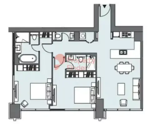 Plattegrond van 2 slaapkamers in Peninsula Five