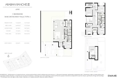 Plattegrond van 5 slaapkamers in June By Emaar