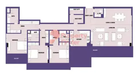 Plattegrond van 3 slaapkamers in Catch Residences By IGO