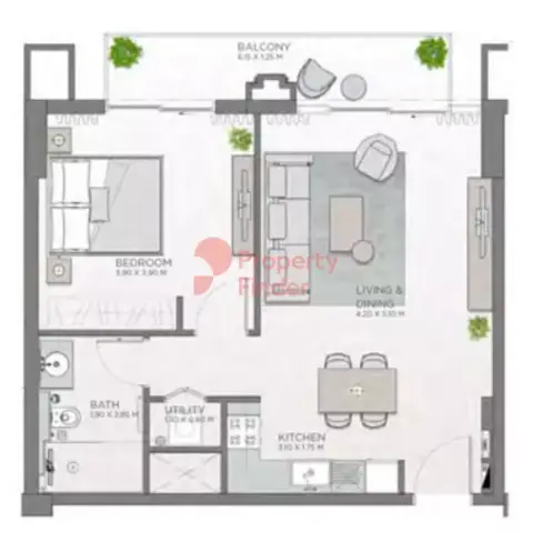 Plattegrond van 1 slaapkamer in Celadon City Walk By Meraas