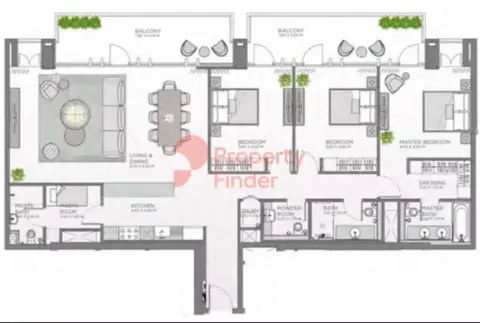 Plattegrond van 3 slaapkamers in Celadon City Walk By Meraas
