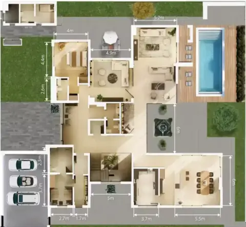 Plattegrond van 6 slaapkamers in Chion