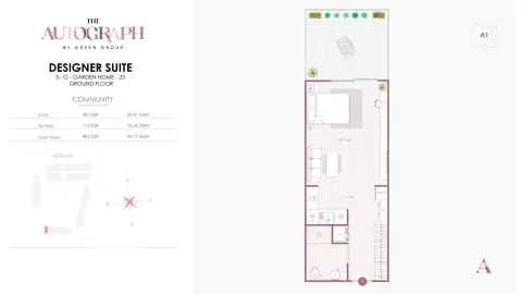 Plattegrond van 1 slaapkamer in The Autograph