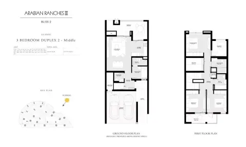 Plattegrond van 3 slaapkamers in Bliss Phase 2 By Emaar