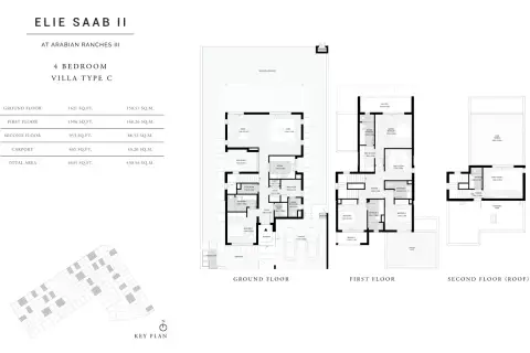 Plattegrond van 4 slaapkamers in Elie Saab Phase 2 At Arabian Ranches 3 By Emaar