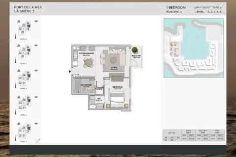 Plattegrond van 1 slaapkamer in La Sirene Phase 2 By Meraas