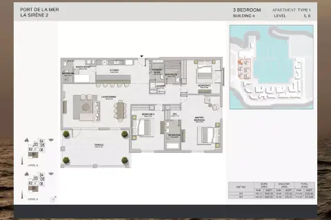 Plattegrond van 3 slaapkamers in La Sirene Phase 2 By Meraas