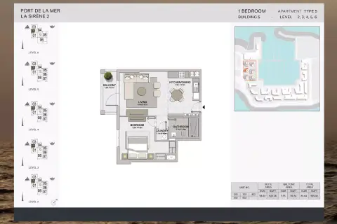 Plattegrond van 1 slaapkamer in La Sirene Phase 2 By Meraas