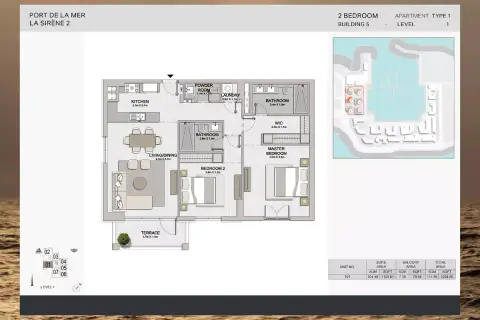 Plattegrond van 2 slaapkamers in La Sirene Phase 2 By Meraas