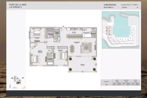 Plattegrond van 3 slaapkamers in La Sirene Phase 2 By Meraas