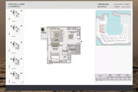 Plattegrond van 1 slaapkamer in La Sirene Phase 2 By Meraas