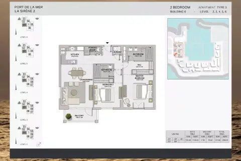 Plattegrond van 2 slaapkamers in La Sirene Phase 2 By Meraas