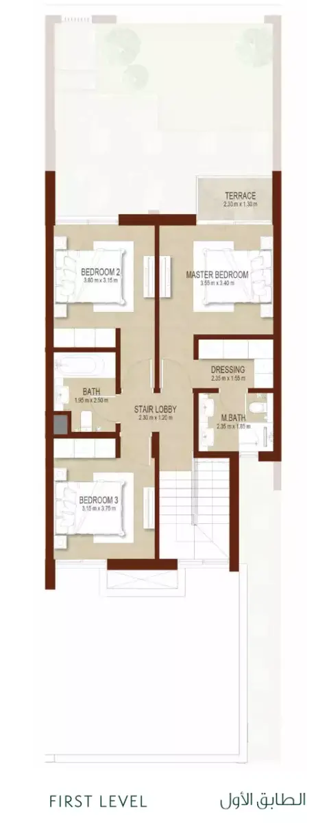 Plattegrond van 3 slaapkamers in La Rosa 6