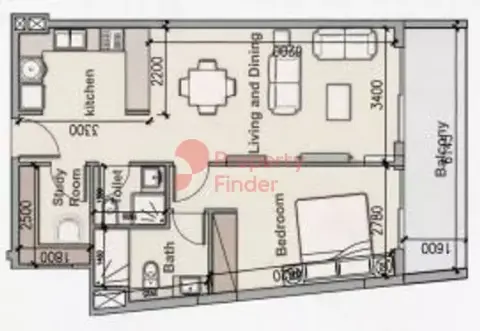 Plattegrond van 1 slaapkamer in Avanos