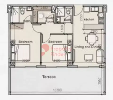 Plattegrond van 2 slaapkamers in Avanos