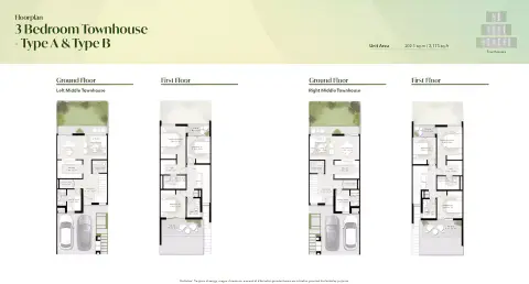 Plattegrond van 3 slaapkamers in Aura Tilal Al Ghaf