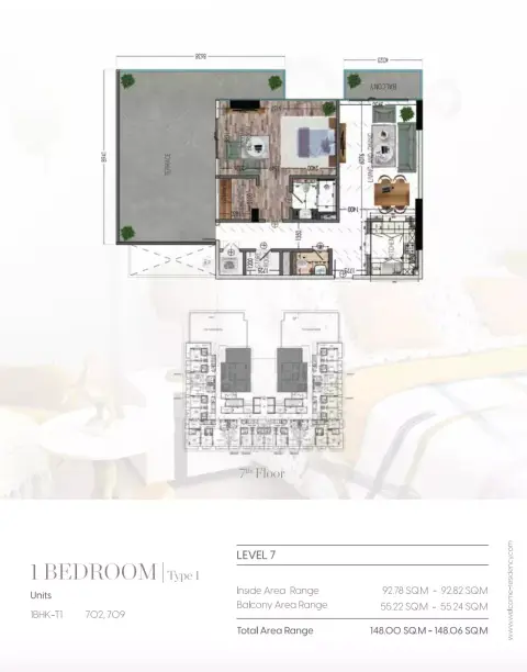 Plattegrond van 1 slaapkamer in Welcome Residency