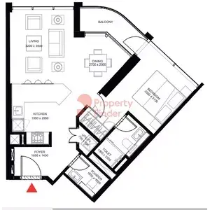 Plattegrond van 1 slaapkamer in The Crest By Sobha