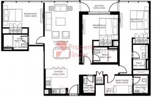 Plattegrond van 3 slaapkamers in The Crest By Sobha