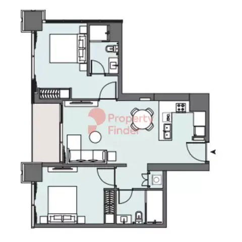 Plattegrond van 2 slaapkamers in Peninsula Phase 2 By Select Group