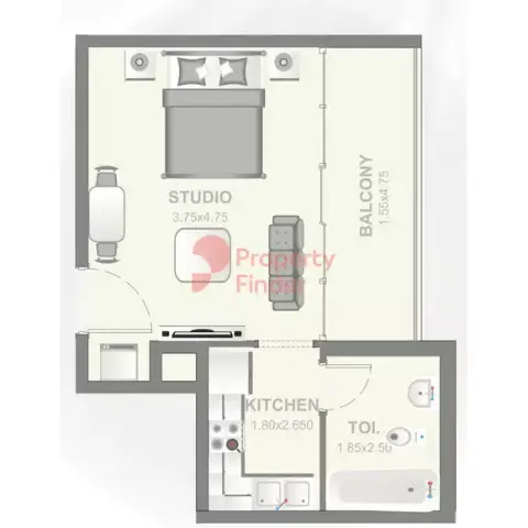 Plattegrond van Studio in Prive Residence