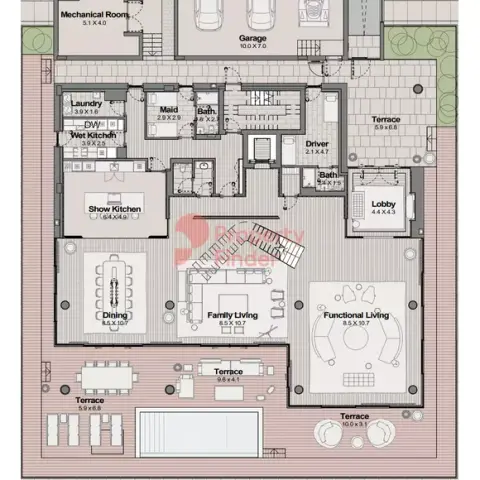 Plattegrond van 5 slaapkamers in Bulgari Ocean Mansions