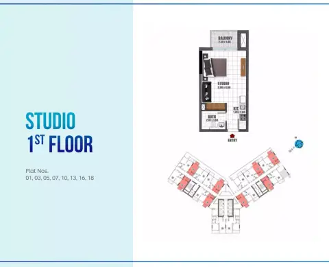 Plattegrond van Studio in Skyz by Danube