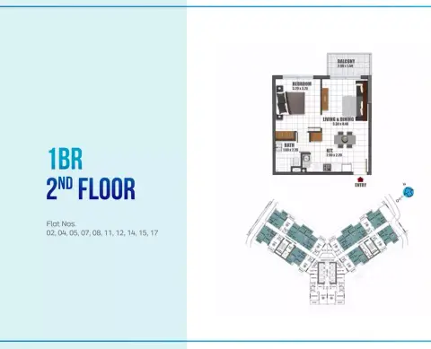 Plattegrond van 1 slaapkamer in Skyz by Danube