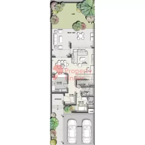 Plattegrond van 3 slaapkamers in Murooj Al Furjan Phase 2 By Nakheel