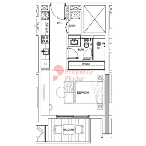 Plattegrond van Studio in Kensington Waters