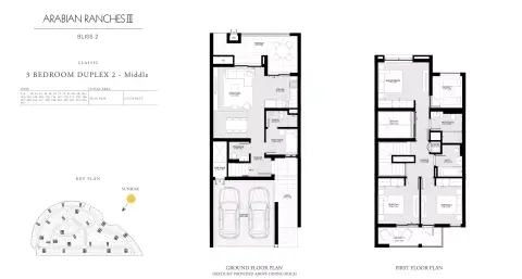 Plattegrond van 3 slaapkamers in Bliss By Emaar