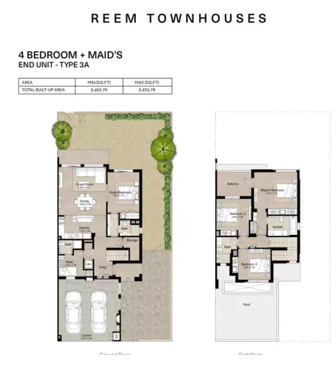 Plattegrond van 4 slaapkamers in Reem Townhouses