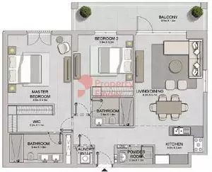 Plattegrond van 2 slaapkamers in La Sirene Phase1 By Meraas