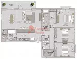 Plattegrond van 3 slaapkamers in La Sirene Phase1 By Meraas
