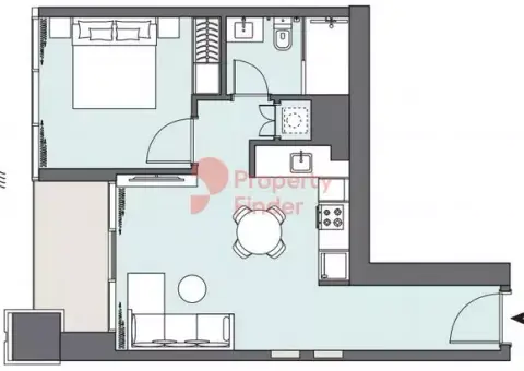 Plattegrond van 1 slaapkamer in Peninsula One